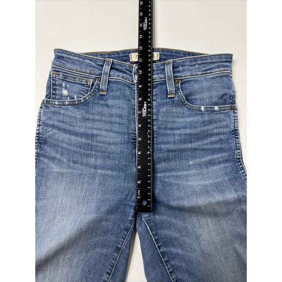 Madewell Skinny Jeans Size 27 Curvy High Rise Raw Hem Ripped Medium Wash Crop - Picture 4 of 10